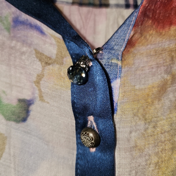 Anthropologie Arrata Silent Journey Multi Pattern Patchwork Silk Blend Top - Picture 6 of 9